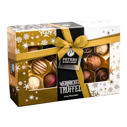 Peters Mit Genuss verführt | Weihnachtstrüffel | Mit Alkohol | Gemischte Trüffel | Köstliche Pralinés | Weihnachten | Geschenkidee | Geschenk | Made in Germany | 325g von Peters Mit Genuss verführt