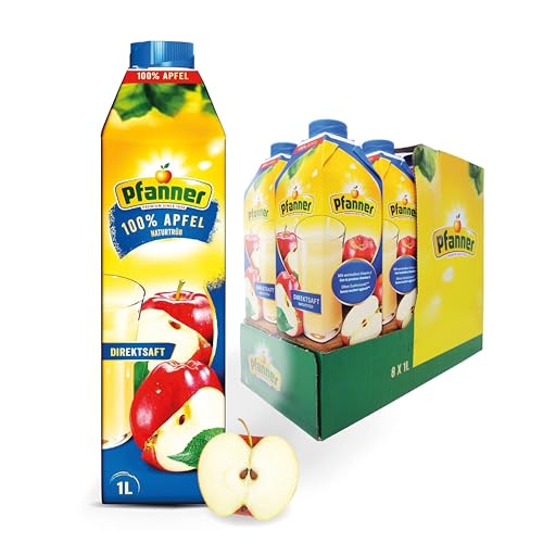 Pfanner 100% Apfel Direktsaft naturtrüb (8 x 1 l) – Saft aus direkt gepressten Äpfeln – Fruchtsaft ohne Zuckerzusatz - im Vorratspack von Pfanner