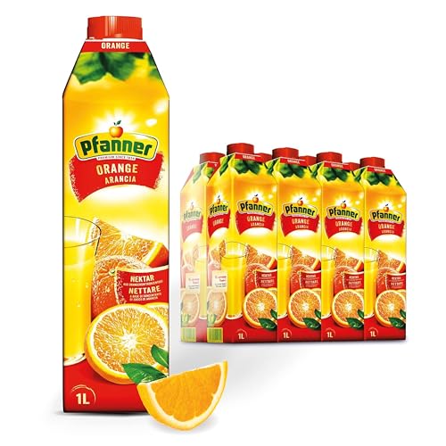 Pfanner 50% Orangennektar im Vorratspack – Fruchtnektar mit fruchtig-mildem Geschmack und Vitamin C – 50% Orangensaft (8 x 1 l) von Pfanner