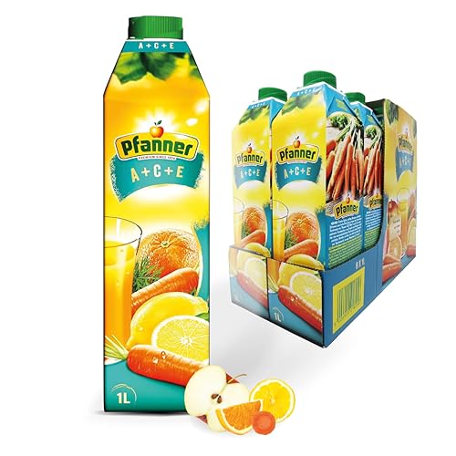 Pfanner A+C+E Mehrfruchtsaft (8 x 1 l) - min. 25 % Fruchtgehalt – vitamin-reicher Saft – Fruchtgetränk im Vorratspack von Pfanner