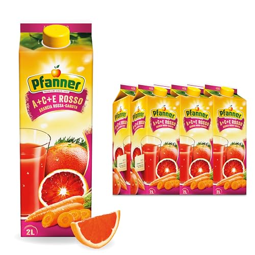 Pfanner A+C+E Rosso Mehrfruchsaft Getränk im Vorratspack – Balance zwischen Fruchtsaft und Gemüsesaft, reich an Vitamin A, C und E (6 x 2 l) von Pfanner