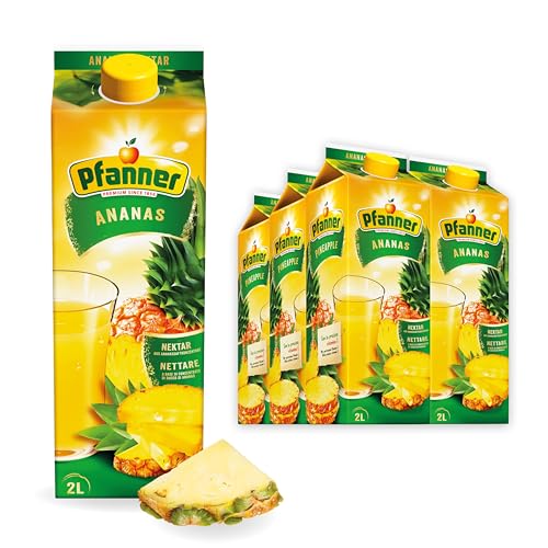 Pfanner Ananas Nektar im Vorratspack – Fruchtnektar mit leicht säuerlichem bis süßem Geschmack mit Vitamin C – Mind. 50% Ananassaft (6 x 2 l) von Pfanner