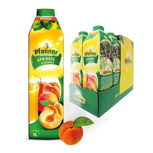 Pfanner Aprikose Nektar (8 x 1 l) – mind. 40 % Fruchtgehalt - Fruchtgetränk im Vorratspack von Pfanner