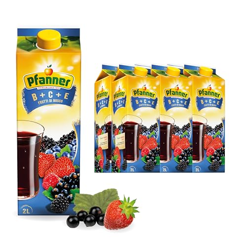 Pfanner B+C+E Waldfrüchte Fruchtsaft Getränk im Vorratspack – Reich an Vitamin C, B1, B6, B12 und E (6 x 2 l) von Pfanner