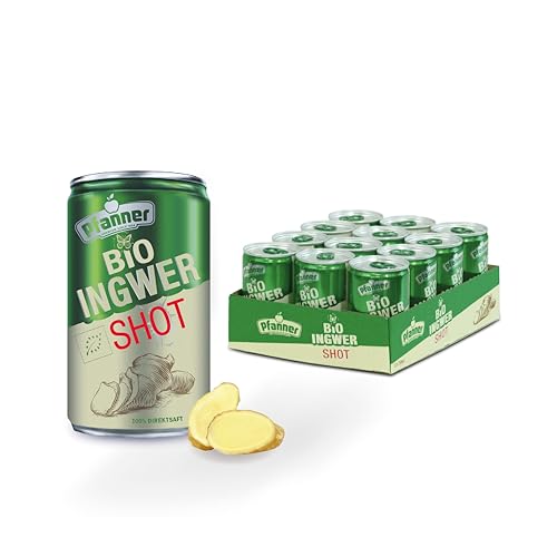 Pfanner Bio Ingwer Shot (12 x 0,15 l) - 100% Direktsaft - Natürlicher Immun Shot, Ingwersaft, Energy Shot, Ingwershot von Pfanner