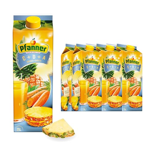 Pfanner C+D+A Ananas Karotte Mehrfruchtsaft im Vorratspack – Fruchtgetränk reich an Vitamin C, D und A (6 x 2 l) von Pfanner