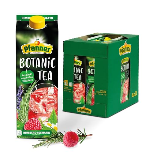 Pfanner Eistee Botanic Tea Himbeer-Rosmarin Limited Edition im Vorratspack - Kräutertee mit Himbeersaft und Rosmarin-Geschmack verfeinert (6 x 2 l) von Pfanner