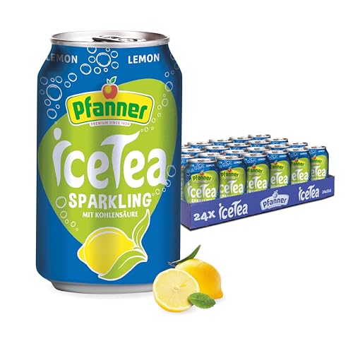 Pfanner Eistee Lemon - Sparkling Dose im Vorratspack – Kohlensäurehaltiger IceTea mit Zitronengeschmack - (24 x 0,33 l) von Pfanner