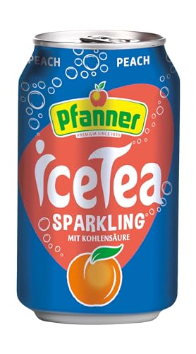 Pfanner Pfirsich Eistee - Sparkling Dose im Vorratspack – Kohlensäurehaltiger IceTea mit Pfirsichgeschmack- (12 x 0,33 l) von Pfanner