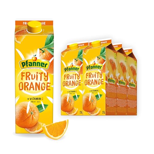 Pfanner Fruity Orangengetränk im Vorratspack (6 x 2 l) - Süß-säuerlicher Genuss aus sonnengereiften Orangen - 25% Saftgehalt von Pfanner