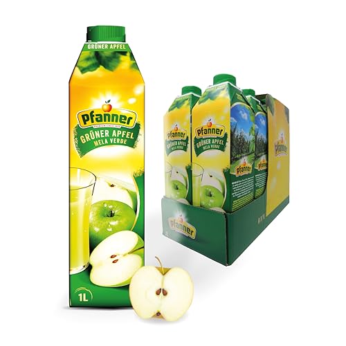 Pfanner Grüner Apfel (8 x 1 l) - Apfelsaft mit 40 % Fruchtgehalt – Fruchtsaft mit Apfelmark im Karton von Pfanner