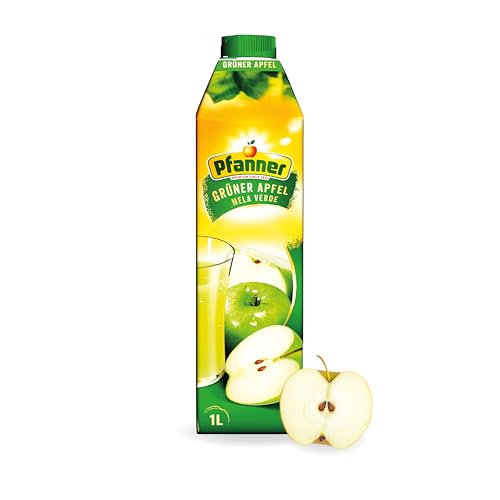 Pfanner Grüner Apfel (8 x 1 l) - Apfelsaft mit 40 % Fruchtgehalt – Fruchtsaft mit Apfelmark im Karton von Pfanner