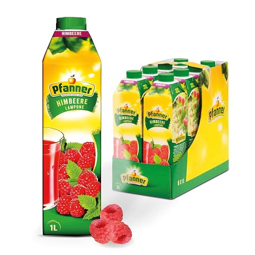 Pfanner Himbeersaft (8 x 1 l) - 20 % Fruchtgehalt – Getränk im Vorratspack – Fruchtgetränk aus Himbeere von Pfanner
