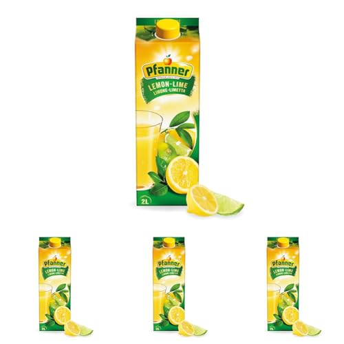 Pfanner Lemon-Lime (1 x 2 l) – Mehrfruchtsaft mit 25% Fruchtgehalt – Fruchtgetränk aus Zitronen und Limetten (Packung mit 4) von Pfanner