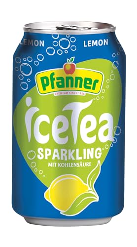 Pfanner Lemon Zero Eistee - Sparkling Dose im Vorratspack – Kohlensäurehaltiger IceTea mit Lemongeschmack - (12 x 0,33 l) von Pfanner