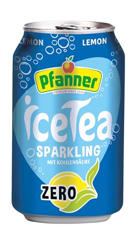 Pfanner Lemon Zero Eistee - Sparkling Dose im Vorratspack – Kohlensäurehaltiger IceTea mit Lemongeschmack - (12 x 0,33 l) von Pfanner