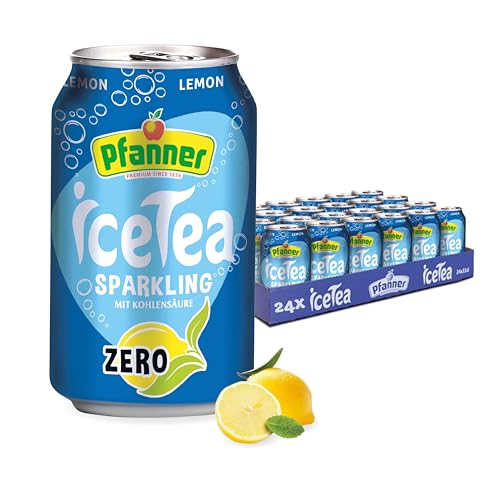 Pfanner Lemon Zero Eistee - Sparkling Dose im Vorratspack – Kohlensäurehaltiger IceTea mit Lemongeschmack - (24 x 0,33 l) von Pfanner