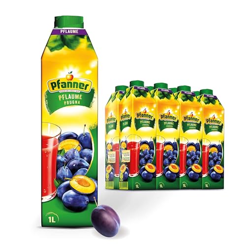 Pfanner Pflaumensaft (8 x 1 l) - 25 % Fruchtgehalt – Saft im Vorratspack – Fruchtgetränk aus Pflaume von Pfanner