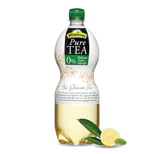 Pfanner Pure Tea Grüner Tee – Direkt aufgebrühter BIO Grüntee – Zuckerfrei, zero und natürlich ohne Süßstoff (1 x 1 l) von Pfanner