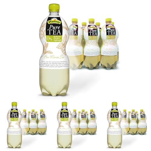 Pfanner Pure Tea Minze (6 x 1 l) – Eistee ohne Zucker und ohne Süßstoffe - Bio Tee aus Minze mit Zitronengeschmack – im Vorratspack (Packung mit 4) von Pfanner