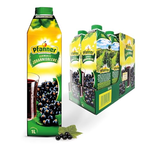 Pfanner Schwarze Johannisbeere (8 x 1 l) - 25 % Fruchtgehalt – Getränk im Vorratspack – Fruchtgetränk aus Johannisbeere von Pfanner