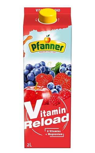 Pfanner Vitamin Reload im Vorratspack (6 x 2 l) – rotes Fruchtgetränk mit 40% Fruchtgehalt – roter Multi Nektar mit Mineralien und Vitaminen von Pfanner