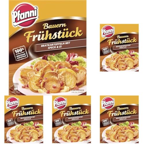 Pfanni Bauern Frühstück Kartoffelfertiggericht Bratkartoffeln mit Speck & Ei 100% deutsche Kartoffeln, 1 x 400 g (Packung mit 5) von Pfanni