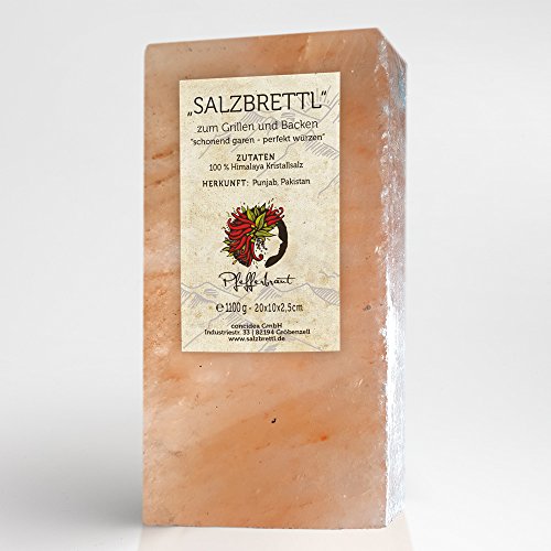 Pfefferbraut Salzbrettl Salzstein BBQ 10 x 20 x 2,5 cm - immer wieder verwendbar von Pfefferbraut