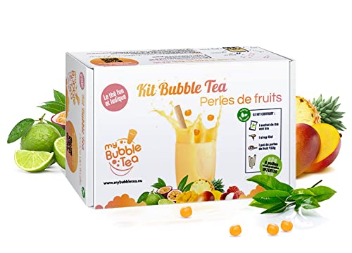BUBBLE TEA KIT PASSIONSFRUCHT - 8 Getränke – Ohne künstliche Farbstoffe - Vegan und glutenfrei - 8 Strohhalme im Lieferumfang enthalten von Phileas Lounge