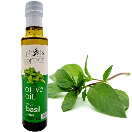 Physis of Crete Extra natives Olivenöl, 250 ml, griechisches Olivenöl, perfekt für Salate (Basilikum) von Physis of Crete