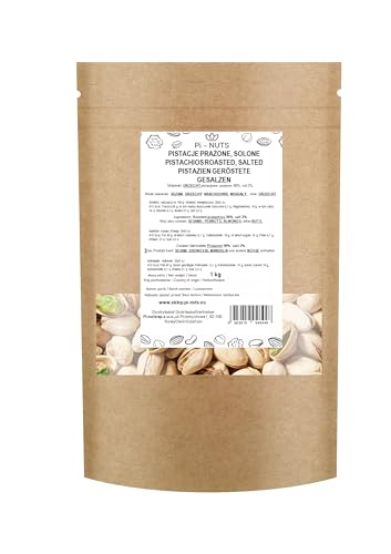 Pi-nuts Pistazien geröstet und gesalzen 1 kg. Pistazienkerne mit Schale, ganze Pistaziennüsse,100% Naturbelassen ohne Zusätze. von Pi-NUTS