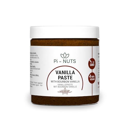 Pi-nuts Vanille Paste -aus Bourbon-Vanillebohnen und Vanilla Extract - Intensives Vanille Aroma - Glutenfrei, keine Konservierungsstoffe - Zum Backen und Desserts - 250 g von Pi-NUTS