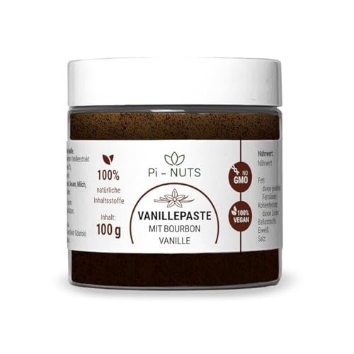 Pi-nuts Vanille Paste -aus Bourbon-Vanillebohnen und Vanilla Extract - Intensives Vanille Aroma - Glutenfrei, keine Konservierungsstoffe - Zum Backen und Desserts - 100 g von Pi-nuts