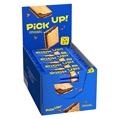 Leibniz PiCK UP! Choco 24 x 28 g-knackige Schokolade, knuspriger Keks-für unterwegs-lecker für zwischendurch-Riegel-Schokoriegel zum snacken-einzeln verpackt-Großpackung-für die ganze Familie-lecker von PiCK UP!