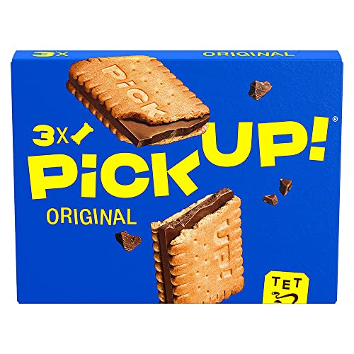 PiCK UP! Original (3 x 28 g), Riegel mit knackiger Milchschokoladentafel zwischen zwei knusprigen Keksen, der Snack für unterwegs, 3er Multipack von PiCK UP!