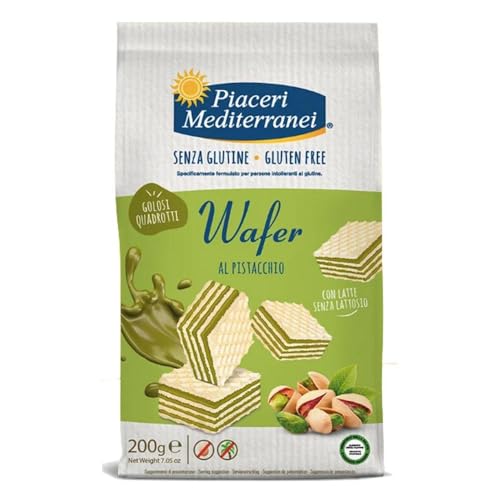 Piaceri Mediterranei Wafer al Pistacchio Senza Glutine, Busta da 200g von Piaceri Mediterranei