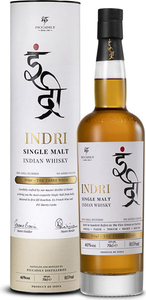 Indri Trini Indian Single Malt Whisky 46% vol. 0,7 l von Piccadily Agro Industries
