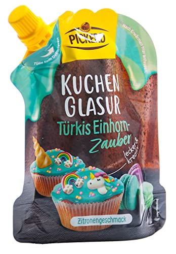 Kuchenglasur "EINHORN - ZAUBER" (türkis / 125 g) ZITRONEN - GESCHMACK von Pickerd