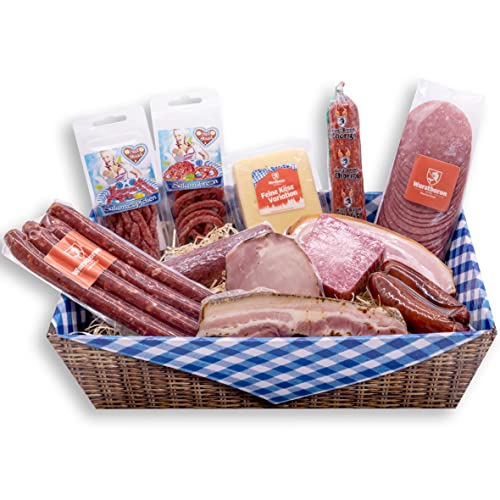 WURSTBARON® Geschenkbox Bayern Maxi, Geschenkpaket mit Salami, Schinken und Speck, Wurstpaket mit ca. 1,965 kg von Pikanten