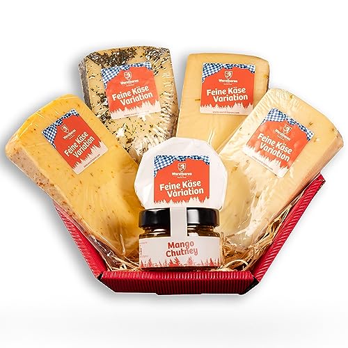 WURSTBARON® Geschenkkorb mit Käse, Präsentkorb Käsevariation für Feinschmecker im Geschenkkarton von Pikanten