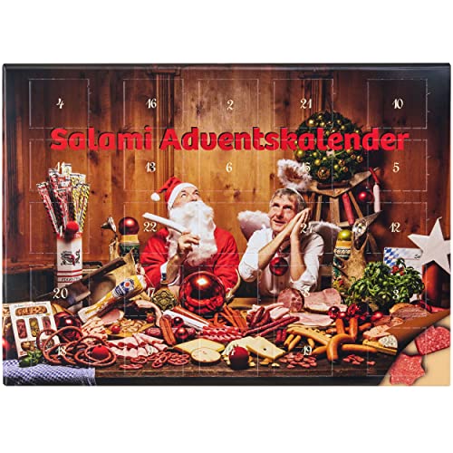 WURSTBARON® Pikanten Salami Adventskalender – 24 Mini Wurst Sterne und Herzen, Snacks und Leckereien für Weihnachten – hochwertige Qualität und rauchige Aromen, 40,8 g von Pikanten