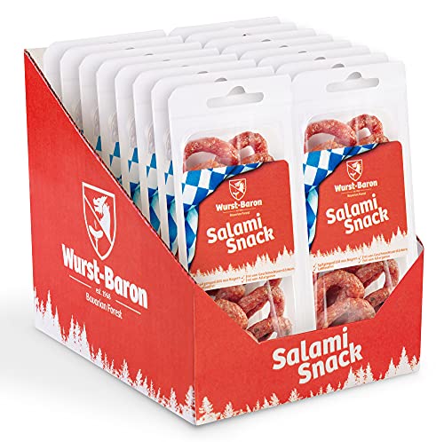 WURSTBARON® - Salami Mini Brezn - Original Wurst Snack Jalapeño Brezeln aus Bayern - Karton mit 16x 50g (800g) - Snackbox Sticks von Pikanten