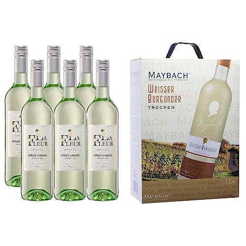 La Fleur Pinot Grigio Weißwein (6 x 0,75l) & Maybach Weißer Burgunder trocken Bag-in-Box (1x3l) von Pilar de Pilars