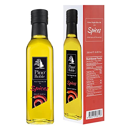 PinoRoble Chili Pfeffer Infundiert Extra Natives kaltgepresstes Olivenöl Evoo Hohe Polyphenole Würzige aromatisierte Öle Salatdressing Pizzasauce Topper Gourmet Geschenkset 8,5 oz 250ml von Pino Roble