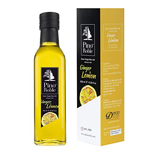 PinoRoble Ingwer und Zitrone infundiertes kaltgepresstes Extra Vergine Olivenöl Evoo Reich Aromatisierte Öle mit hohem Polyphenolgehalt Salatgewürz Topper Gourmet Geschenkset 8,5 oz 250ml von Pino Roble