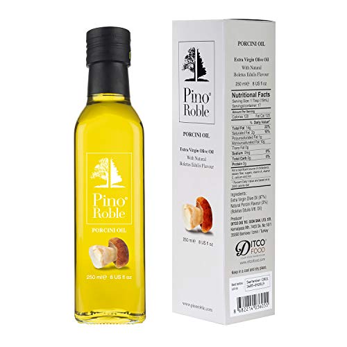 PinoRoble Steinpilze Boletus edulis infundiertes extra vergine kaltgepresstes Olivenöl aromatisierte Öle mit hohem Polyphenolgehalt glutenfrei 8,5 oz 250ml von Pino Roble