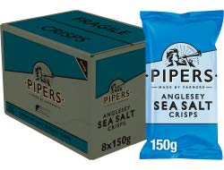 Pipers Crisps Chips Meersalz 150 gr pro Beutel, Schachtel mit 8 Beuteln von PIPERS