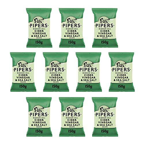 Pipers Glutenfreie Burrow Hill Cider Essig & Meersalz Crisps, 150 g, 10 Stück von PIPERS