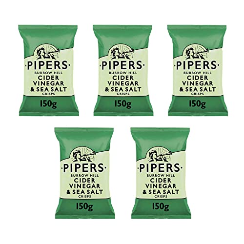 Pipers Glutenfreie Burrow Hill Cider Essig & Meersalz Crisps, 150 g, 5 Stück von PIPERS