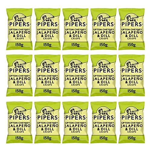 Pipers Glutenfreie Upton Cheney Jalapeno & Dill Crisps, 150 g, 15 Stück von PIPERS